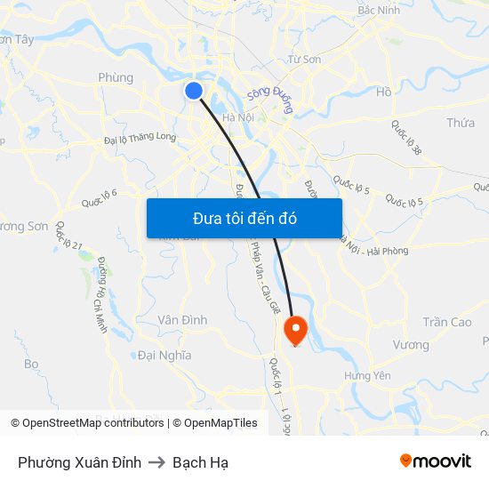 Phường Xuân Đỉnh to Bạch Hạ map