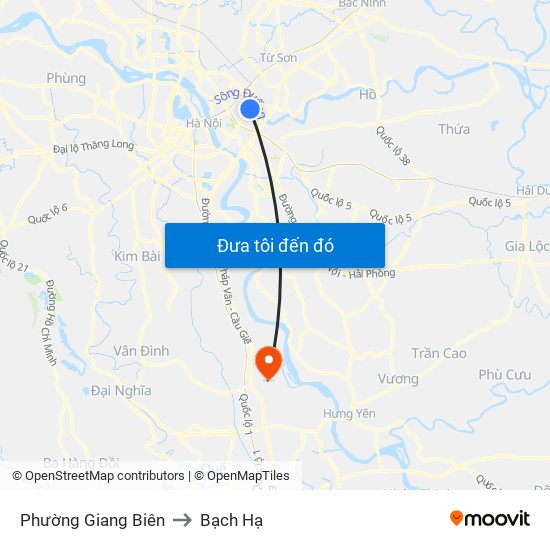 Phường Giang Biên to Bạch Hạ map
