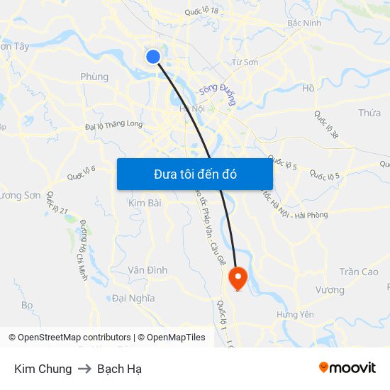 Kim Chung to Bạch Hạ map