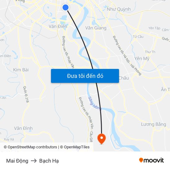 Mai Động to Bạch Hạ map