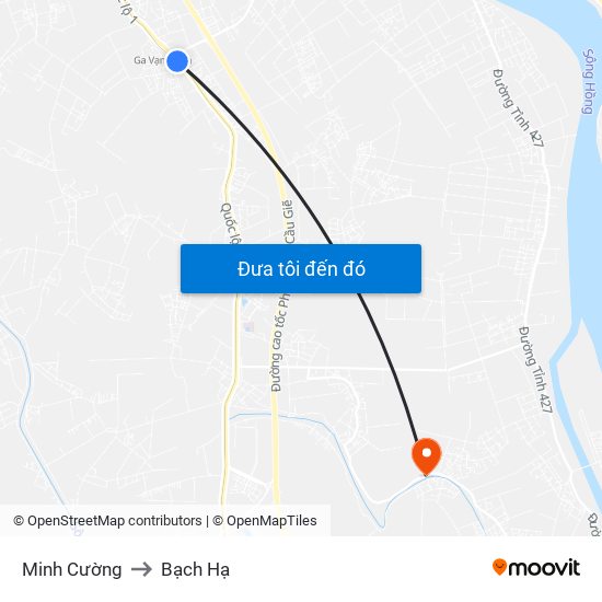 Minh Cường to Bạch Hạ map