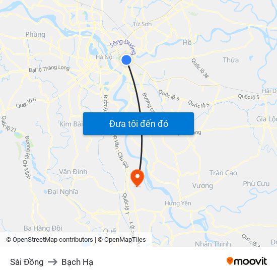 Sài Đồng to Bạch Hạ map