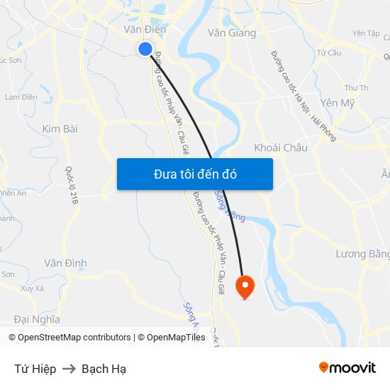 Tứ Hiệp to Bạch Hạ map