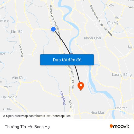 Thường Tín to Bạch Hạ map