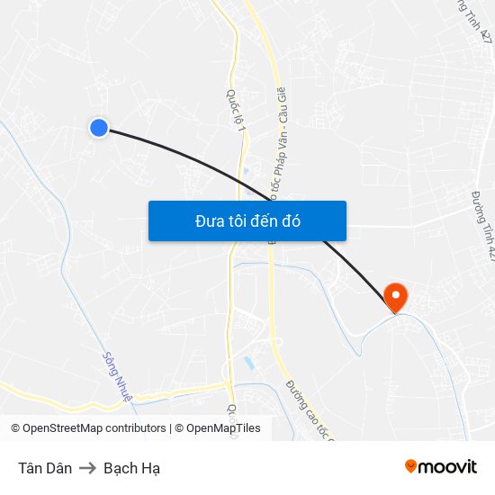 Tân Dân to Bạch Hạ map