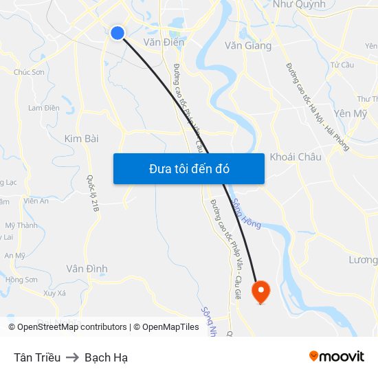 Tân Triều to Bạch Hạ map