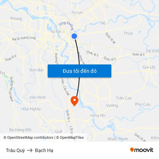 Trâu Quỳ to Bạch Hạ map