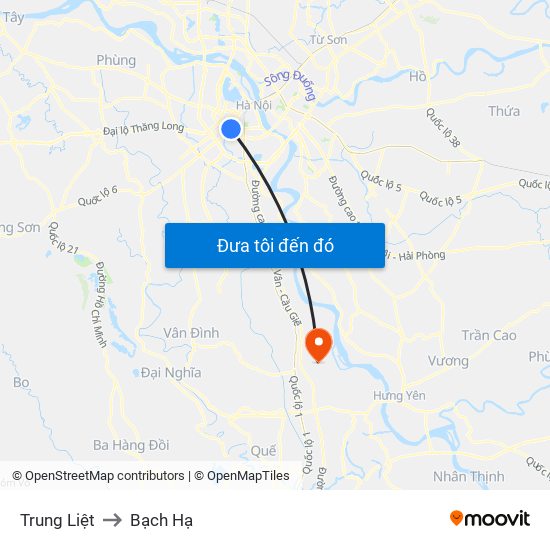 Trung Liệt to Bạch Hạ map