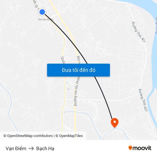 Vạn Điểm to Bạch Hạ map