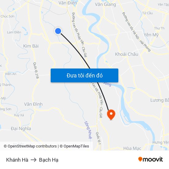 Khánh Hà to Bạch Hạ map