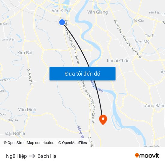 Ngũ Hiệp to Bạch Hạ map