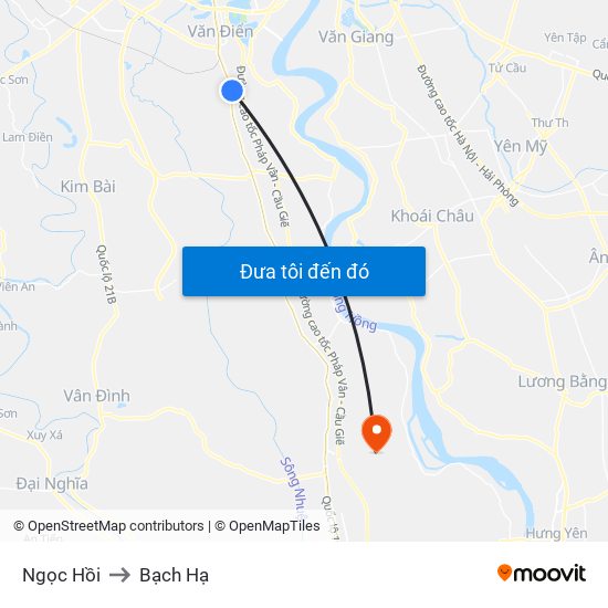 Ngọc Hồi to Bạch Hạ map