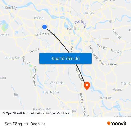 Sơn Đồng to Bạch Hạ map