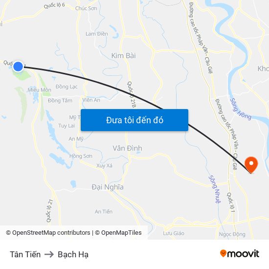 Tân Tiến to Bạch Hạ map