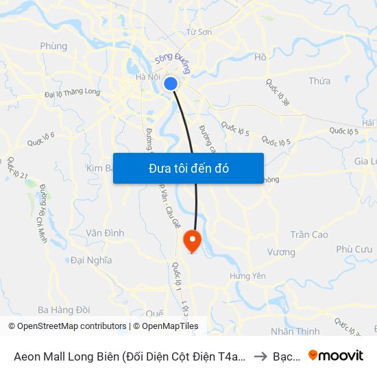 Aeon Mall Long Biên (Đối Diện Cột Điện T4a/2a-B Đường Cổ Linh) to Bạch Hạ map