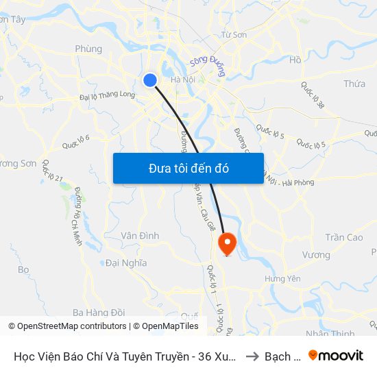 Học Viện Báo Chí Và Tuyên Truyền - 36 Xuân Thủy to Bạch Hạ map