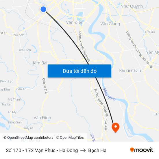 Số 170 - 172 Vạn Phúc - Hà Đông to Bạch Hạ map