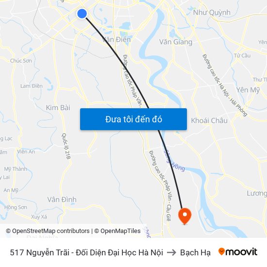 517 Nguyễn Trãi - Đối Diện Đại Học Hà Nội to Bạch Hạ map