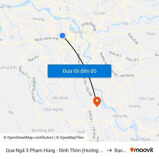 Qua Ngã 3 Phạm Hùng - Đình Thôn (Hướng Đi Phạm Văn Đồng) to Bạch Hạ map