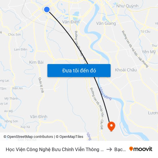 Học Viện Công Nghệ Bưu Chính Viễn Thông - Trần Phú (Hà Đông) to Bạch Hạ map