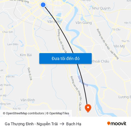 Ga Thượng Đình - Nguyễn Trãi to Bạch Hạ map