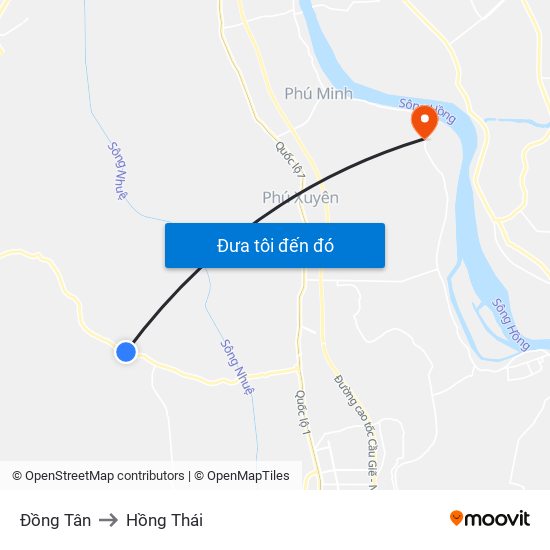 Đồng Tân to Hồng Thái map