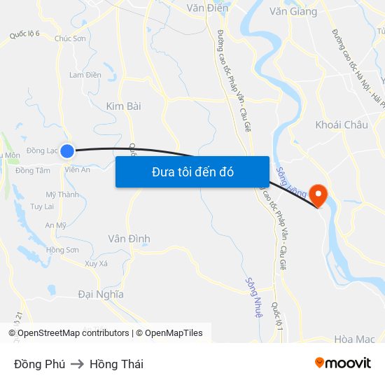 Đồng Phú to Hồng Thái map