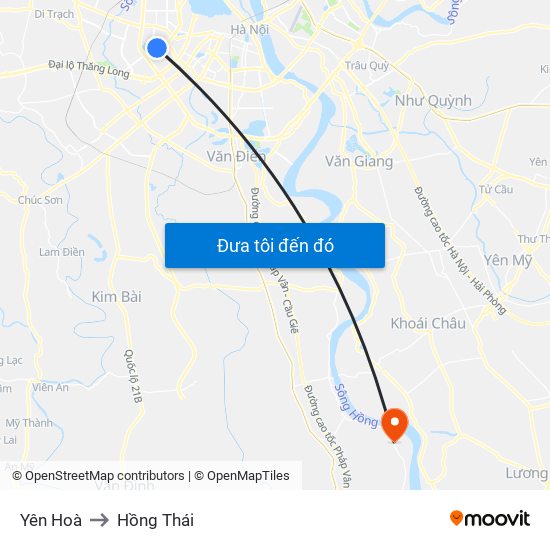 Yên Hoà to Hồng Thái map