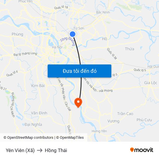 Yên Viên (Xã) to Hồng Thái map