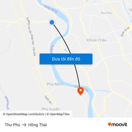 Thư Phú to Hồng Thái map