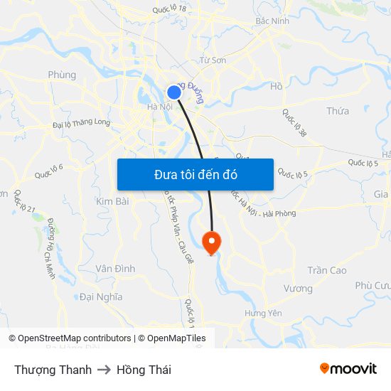 Thượng Thanh to Hồng Thái map