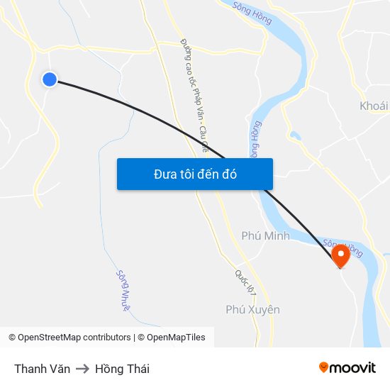 Thanh Văn to Hồng Thái map