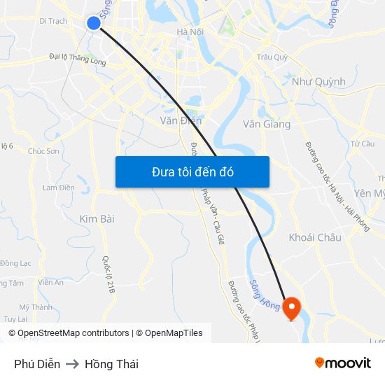 Phú Diễn to Hồng Thái map