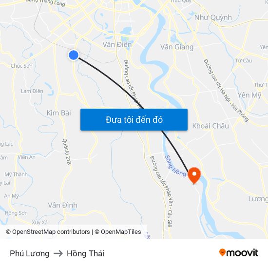 Phú Lương to Hồng Thái map
