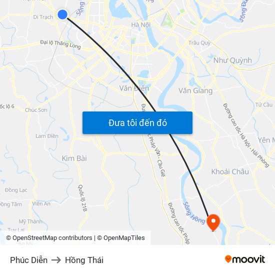 Phúc Diễn to Hồng Thái map