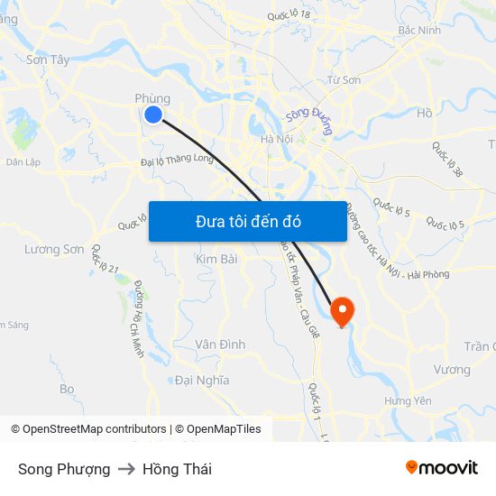 Song Phượng to Hồng Thái map