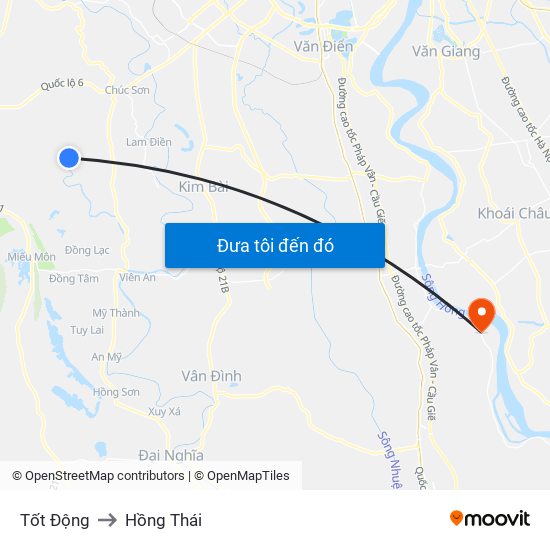 Tốt Động to Hồng Thái map