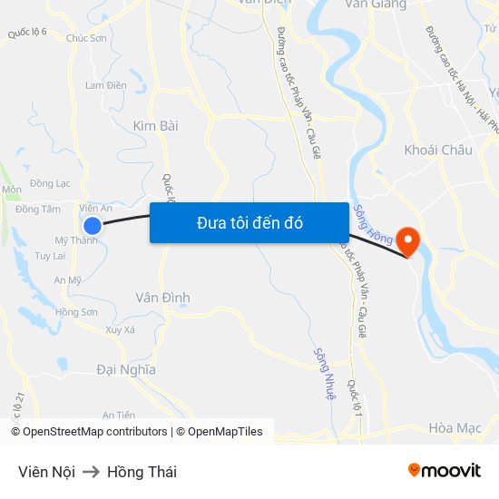 Viên Nội to Hồng Thái map