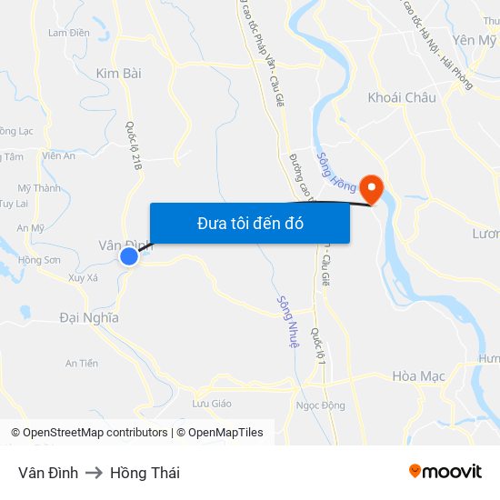 Vân Đình to Hồng Thái map