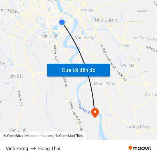 Vĩnh Hưng to Hồng Thái map