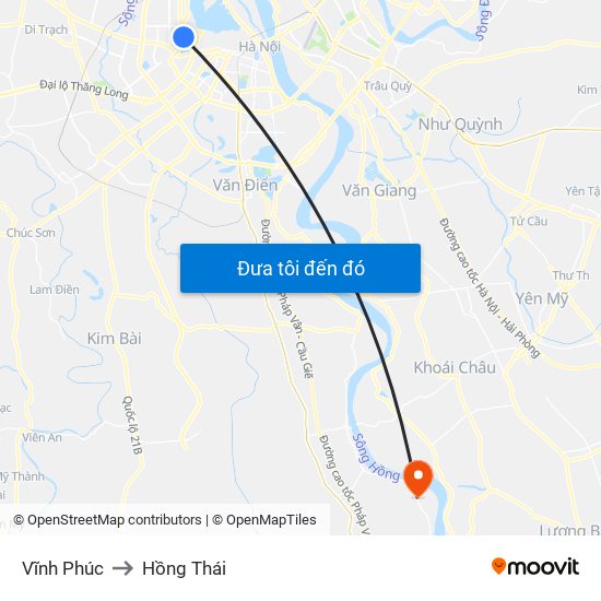 Vĩnh Phúc to Hồng Thái map