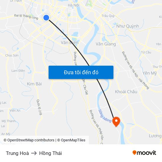 Trung Hoà to Hồng Thái map