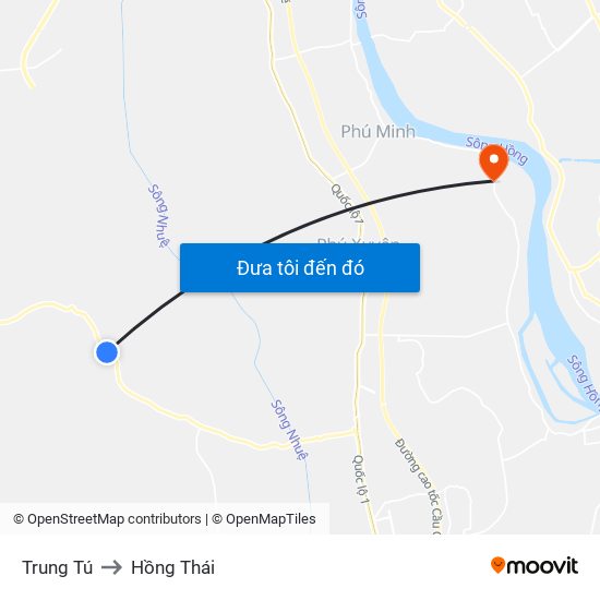Trung Tú to Hồng Thái map