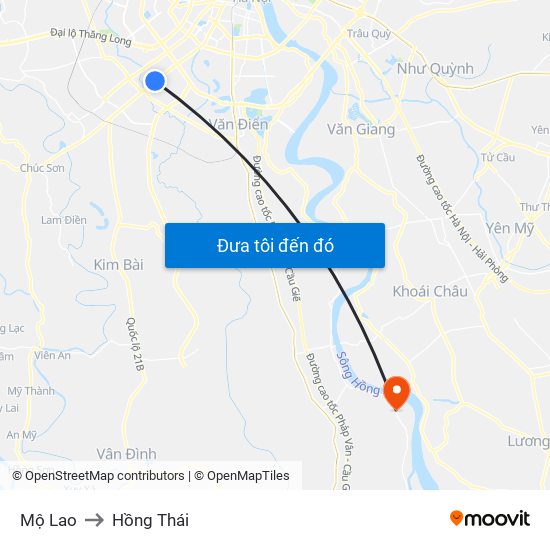 Mộ Lao to Hồng Thái map