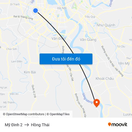 Mỹ Đình 2 to Hồng Thái map