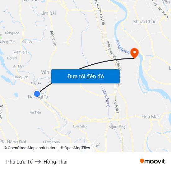 Phù Lưu Tế to Hồng Thái map