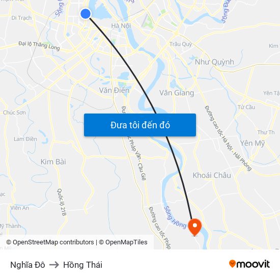 Nghĩa Đô to Hồng Thái map