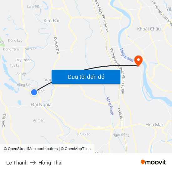 Lê Thanh to Hồng Thái map