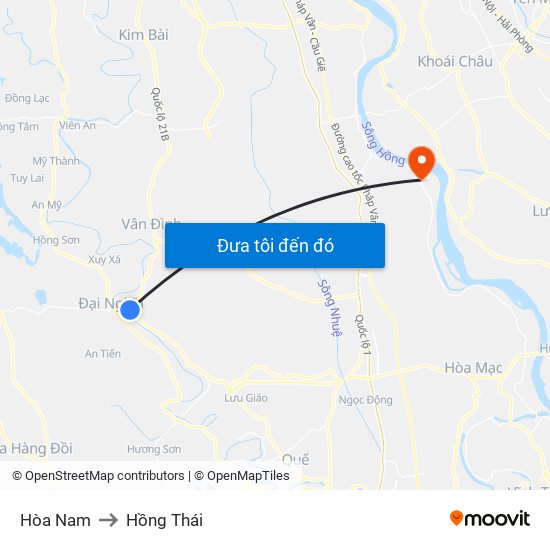 Hòa Nam to Hồng Thái map