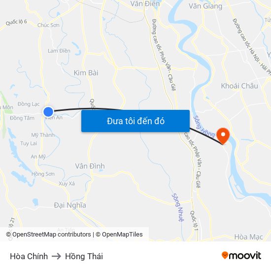 Hòa Chính to Hồng Thái map